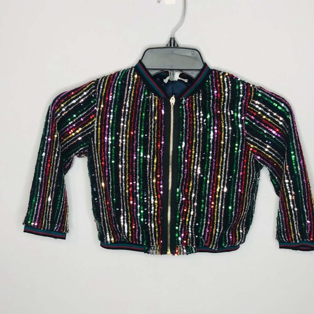 Nordstrom Truly Me by Sara Sara Zippered Jacket Multi Sequin Girls'